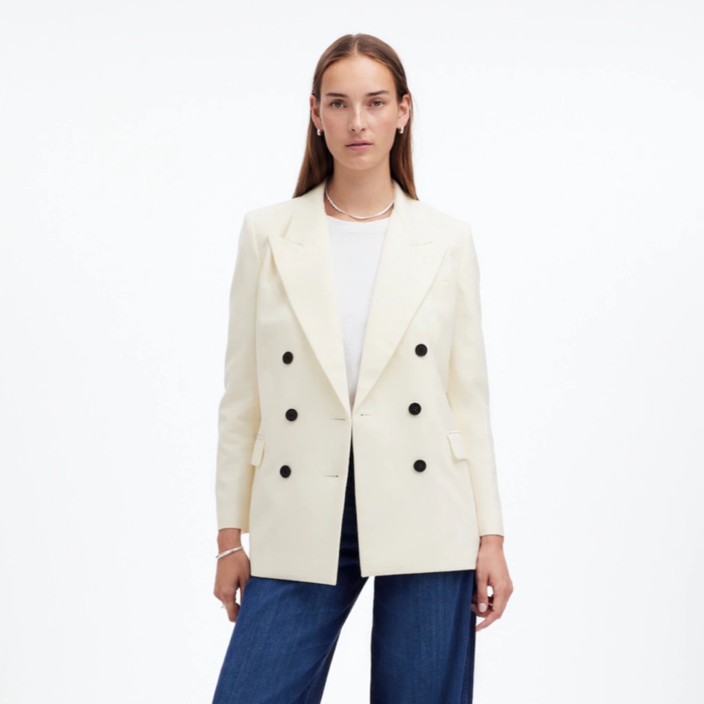 New Madewell Size 00 Tuxedo Blazer In Winter White Nt118